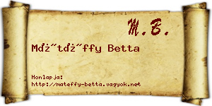 Mátéffy Betta névjegykártya